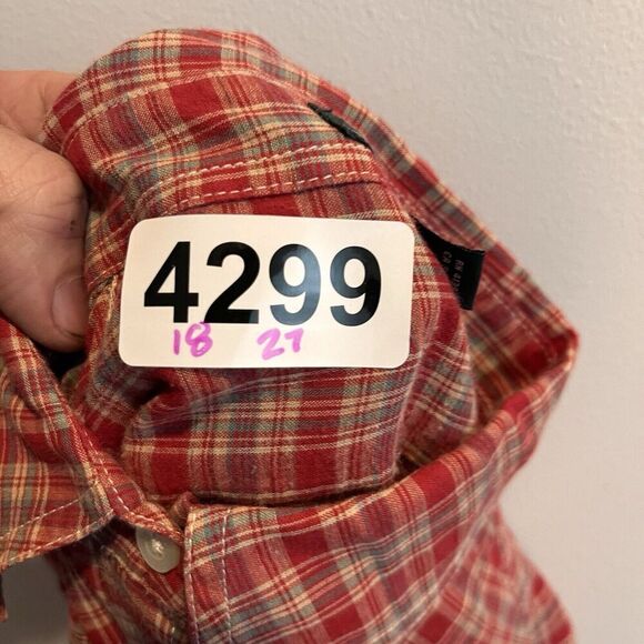 Lauren Jeans Company LRL Red Plaid Button Top Shirt Green Womens Small Western - Picture 8 of 9